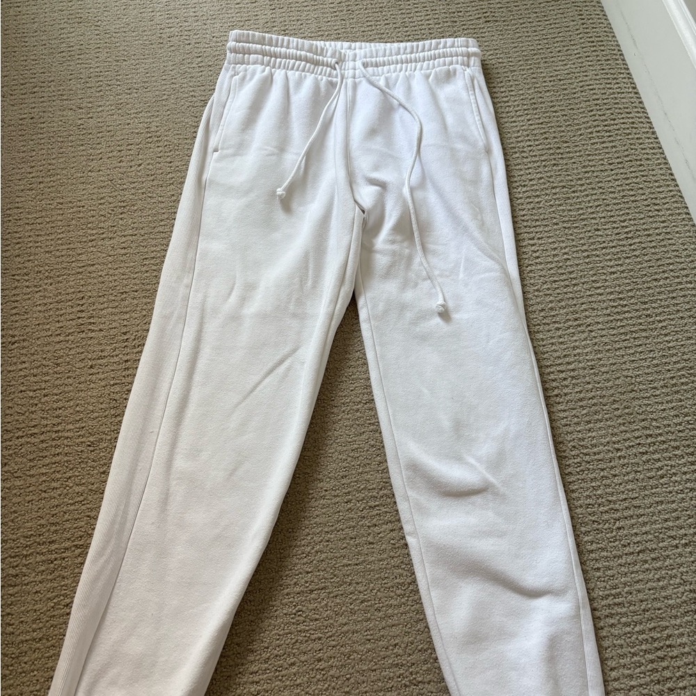 Aritzia TNA Cozy AF White Sweatpants